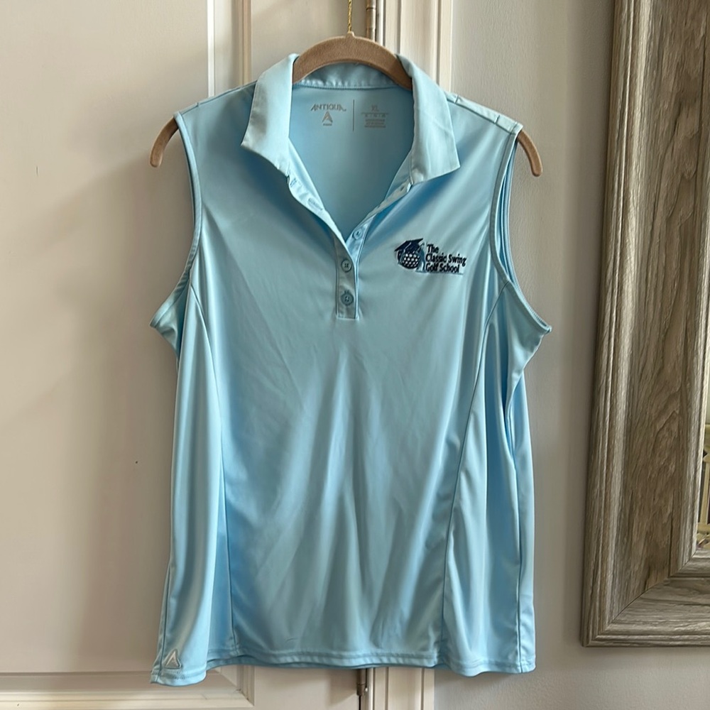 Antigua Blue Relaxed Polo Tank Top